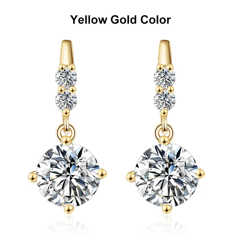 NeeTim 1ct Moissanite Drop Earrings S925 Sterling Silver with Gold Plated Hoop Earrings Wedding Party Jewelry With Certificate