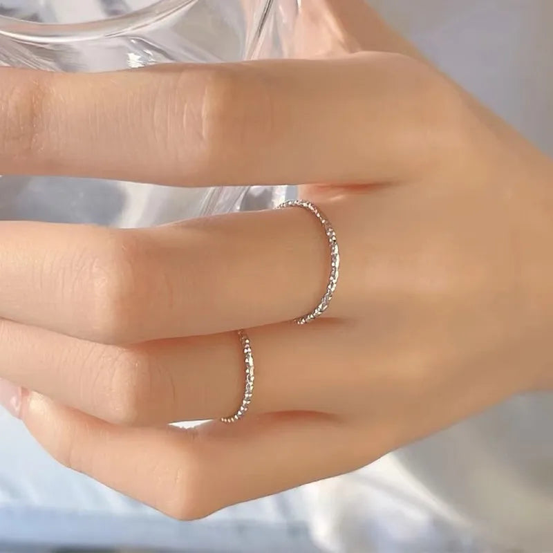 1mm Thin Stackable Ring Stainless Steel Faceted Ring for Women Girl Size 4-10