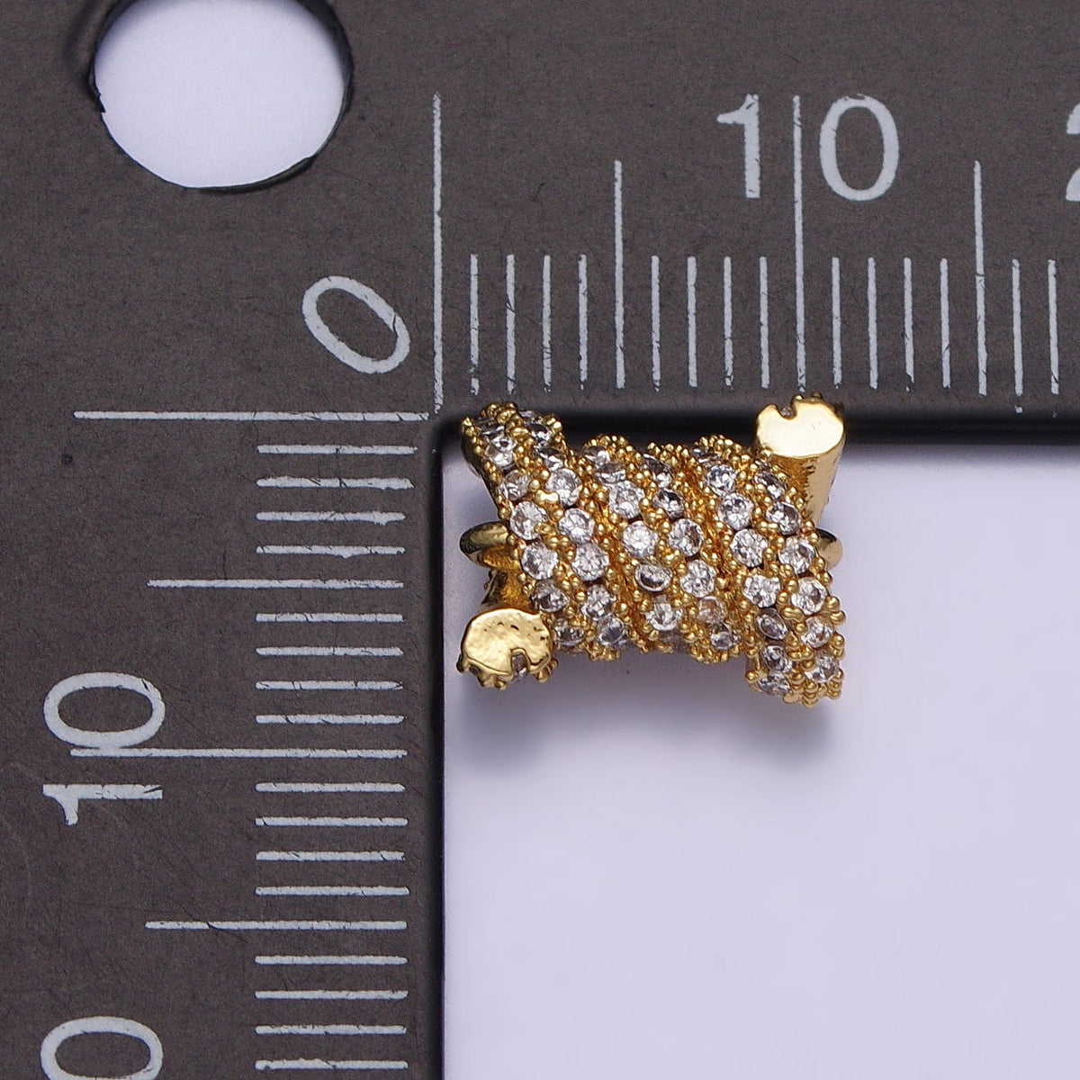 24K Gold Filled Spiral Tube Clear Micro Paved CZ Connector in Gold & Silver | Y-786