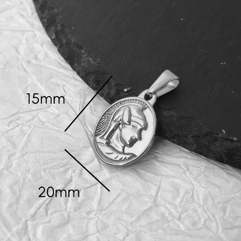 Stainless Steel Vintage Round Portrait Coin St. Michael Compass Pendants Charm For Women Necklace Making Diy Jewelry