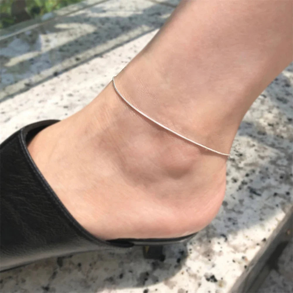SUNIBI Stainless Steel Snake Chain Anklet for Women Not Allergic Adjustable Sexy Leg Foot Bracelet Gifts Accessorie Dropshipping