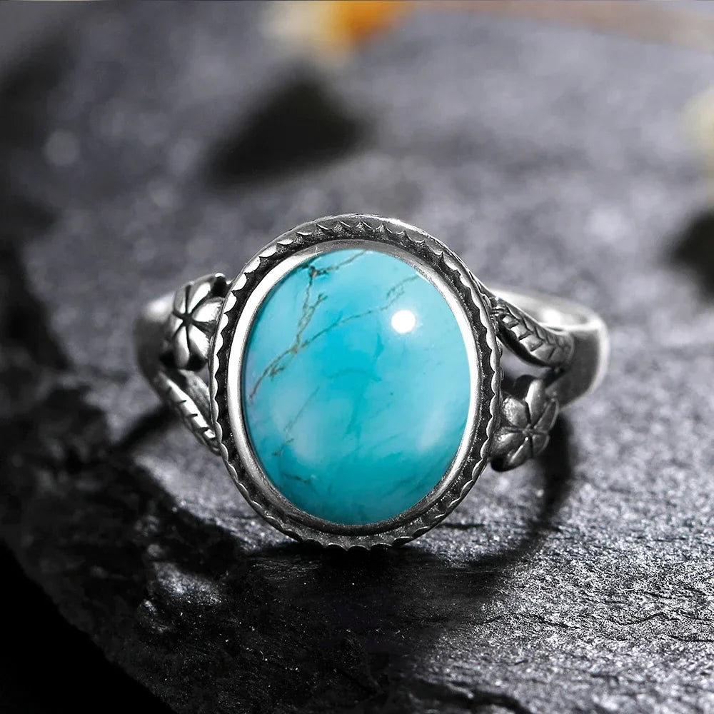 Vinatge Silver Ring Female Jewelry Natural Moonstone Tiger's Eye Personalized Rings for Women Bijoux Wedding Jewelry Gift S925