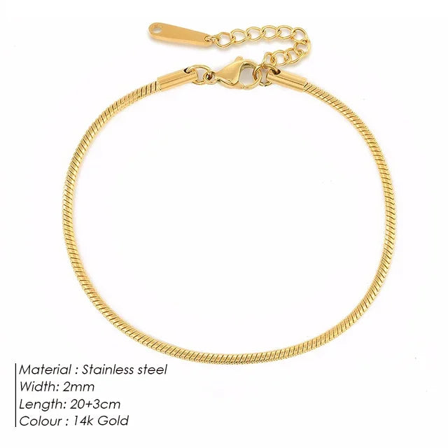 SUNIBI Stainless Steel Snake Chain Anklet for Women Not Allergic Adjustable Sexy Leg Foot Bracelet Gifts Accessorie Dropshipping