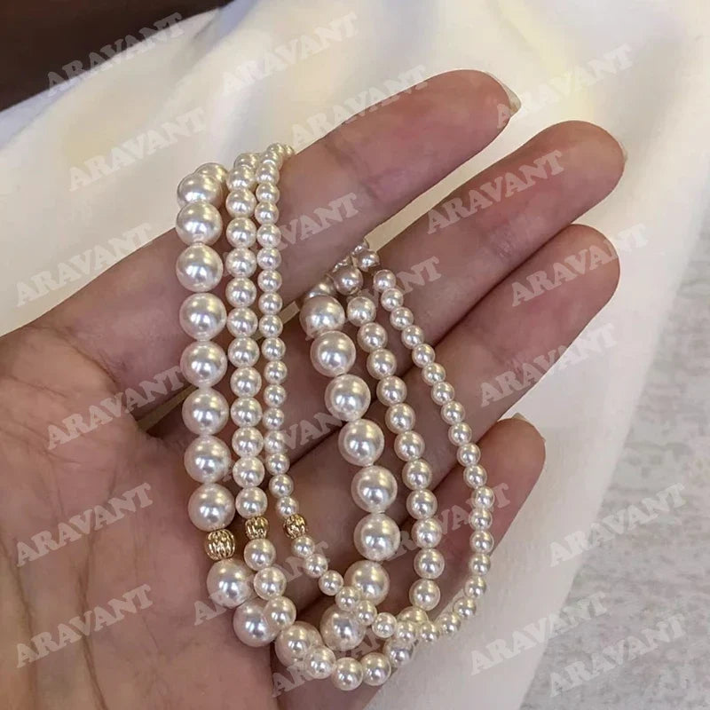 Aravant 925 Silver 3mm/4mm/6mm/8mm Pearl Bracelets Chains For Women Wedding Fashion Jewelry