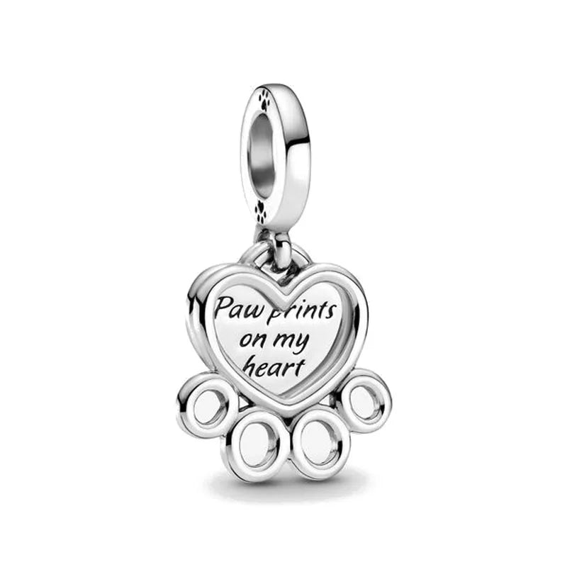European New 925 Sterling Silver Spring New Pink Flower Ballon Cat Diy Beads Charm Fit European S925 Bracelet Bangles