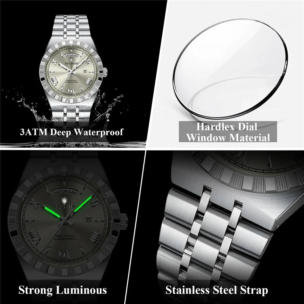 New Waterproof Luxury Sports Movement Mens Watches For Man Gifts Fashion Quartz Wristwatches Automatic Watch Men Digital Clock