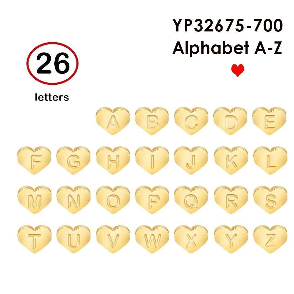 Initial Name Heart Shape Pendant For Necklaces 316L Stainless Steel Necklace for Women Bracelet Make Earrings Jewelry