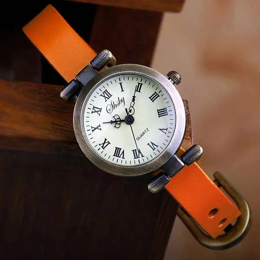 Shsby New Fashion Hot-Selling Female Antique bronze leather watch ROMA Vintage Watch Women Dress Watches