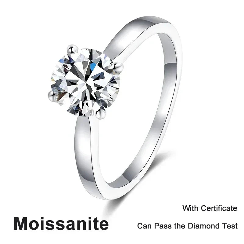 NeeTim 2ct Moissanite Engagement Ring for Women S925 Sterling Silver with Gold Plated Lab Diamond Promise Wedding Band Jewelry