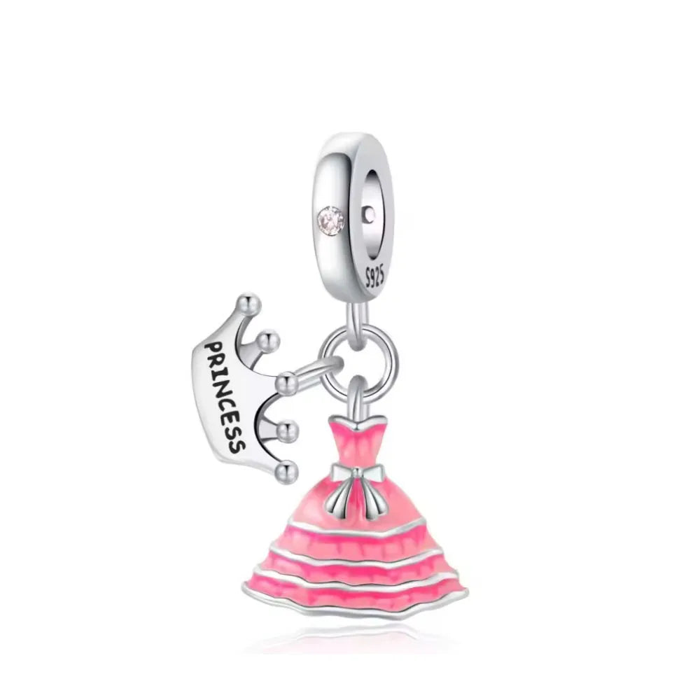 2026 Spring Pink Series Ballon Butterfly Flower Pendant Fit S925 European 925 Sterling Silver Bracelet Bangles Necklace