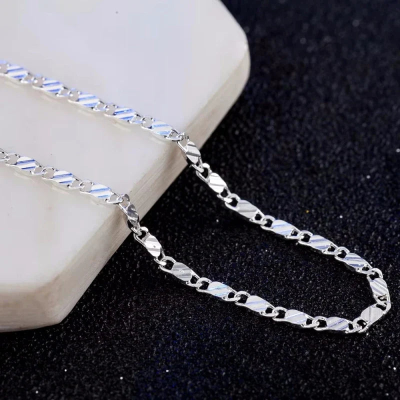 New Luxury 925 Sterling Silver Special 2MM Flat Clavicle Chains Necklaces for Men Women Wedding Jewelry Christmas Gifts 40-75cm