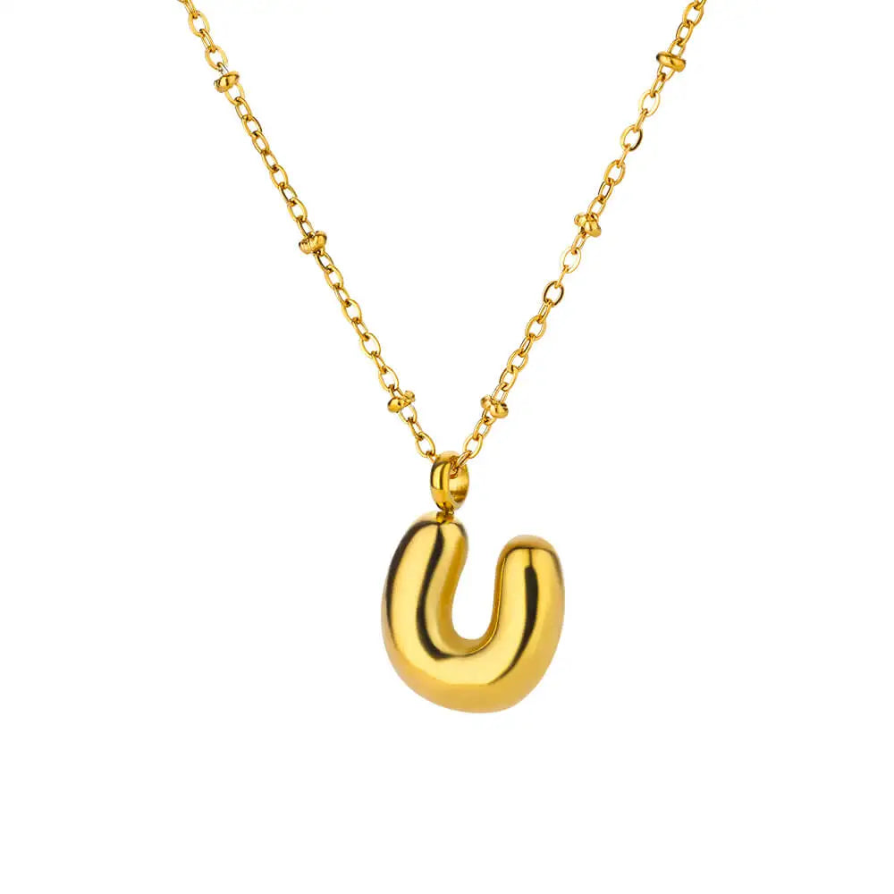 Vintage Initial Letter Necklaces For Women Stainless Steel Chain Collar Pendant Necklace 2024 New Wedding Couple Jewelry Gift