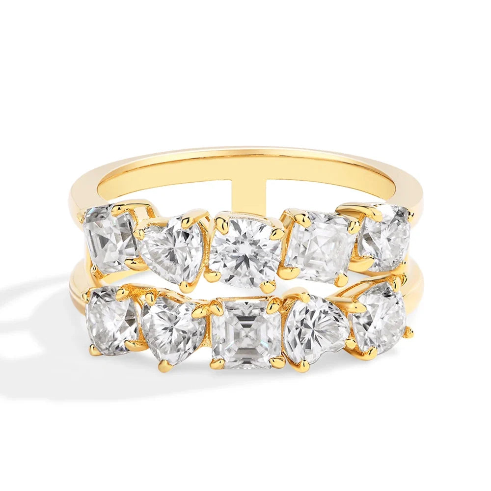 MINTYBOX 3.5ct Moissanite Wedding Band Ring with Lab Diamond S925 Sterling Silver Engagement Rings For Women Fine Jewelry Gift