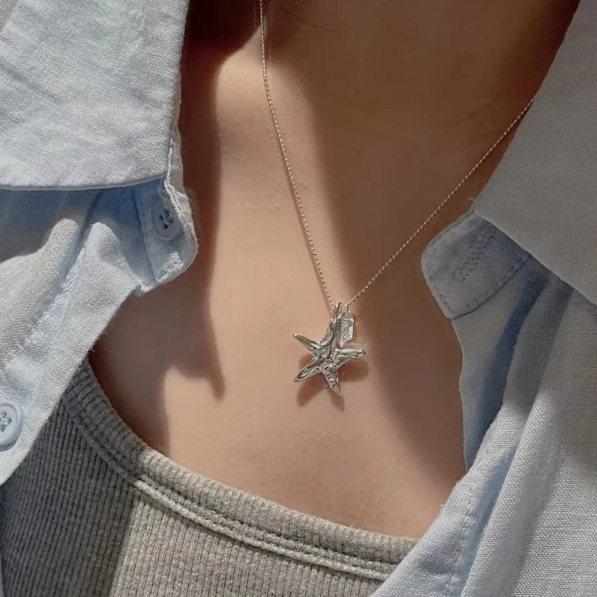 925 Sterling Silver Necklace Cute Five Pointed Star Smile Dimple Pendant for Women Girl Jewelry Gift Dropshipping Wholesale