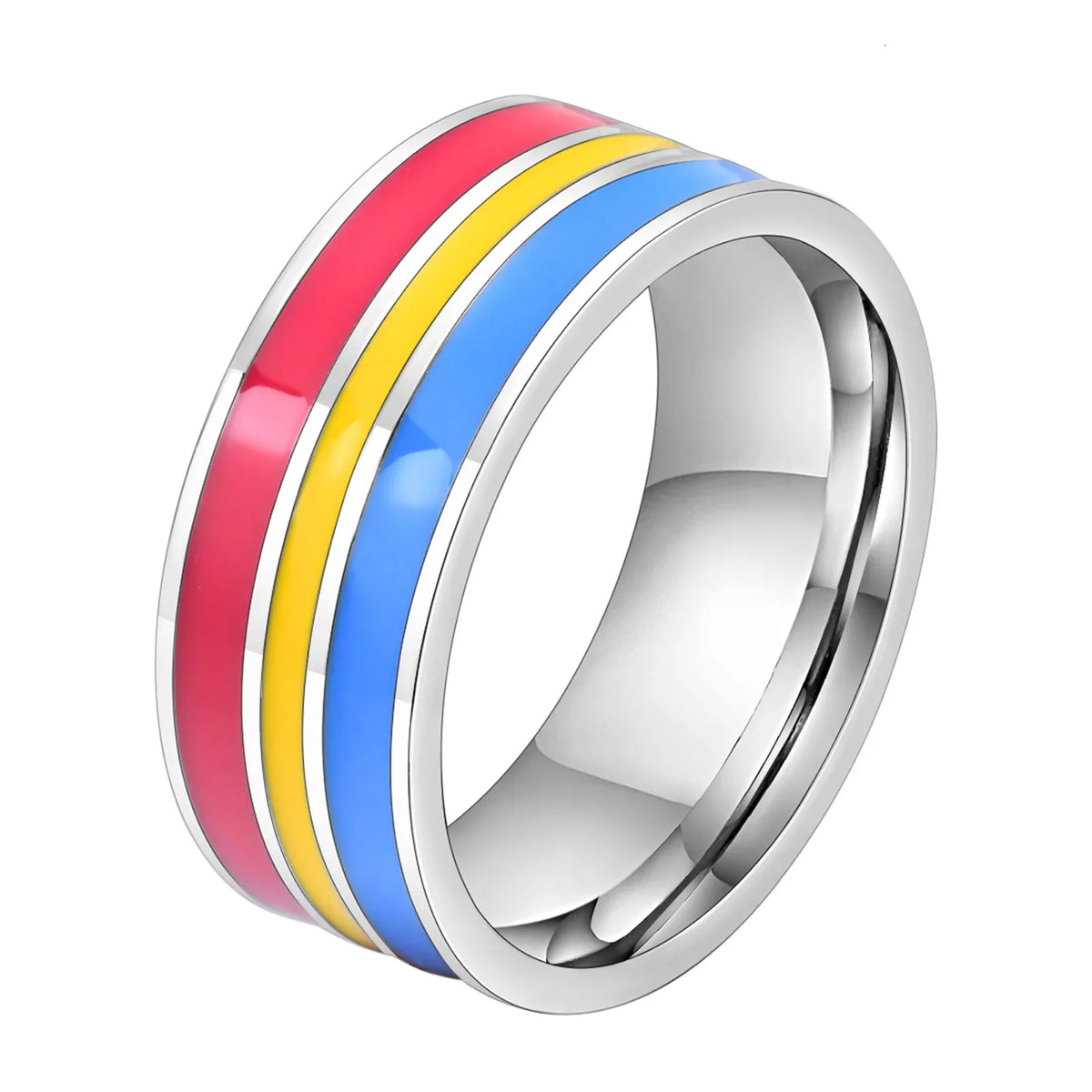 Stainless Steel Lesbian LGBT Ring for Women Couple , pride Love Promise Band Stripe Flag Color Engagement Rings