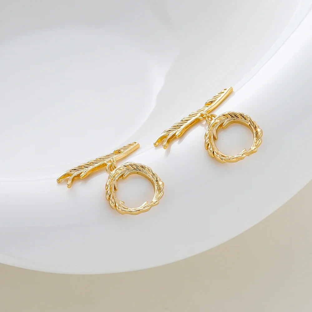 4 Sets 14K/18K Gold Color Plated Brass O Toggle Clasps Connector for DIY Bracelet Necklace Jewelry Making Findings Accessories