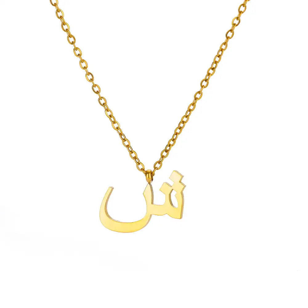 Arabic Letter Name Necklaces For Women Stainless Steel Alphabet Pendant Chain Choker Collar Femme Wedding Aesthetic Jewelry Bff