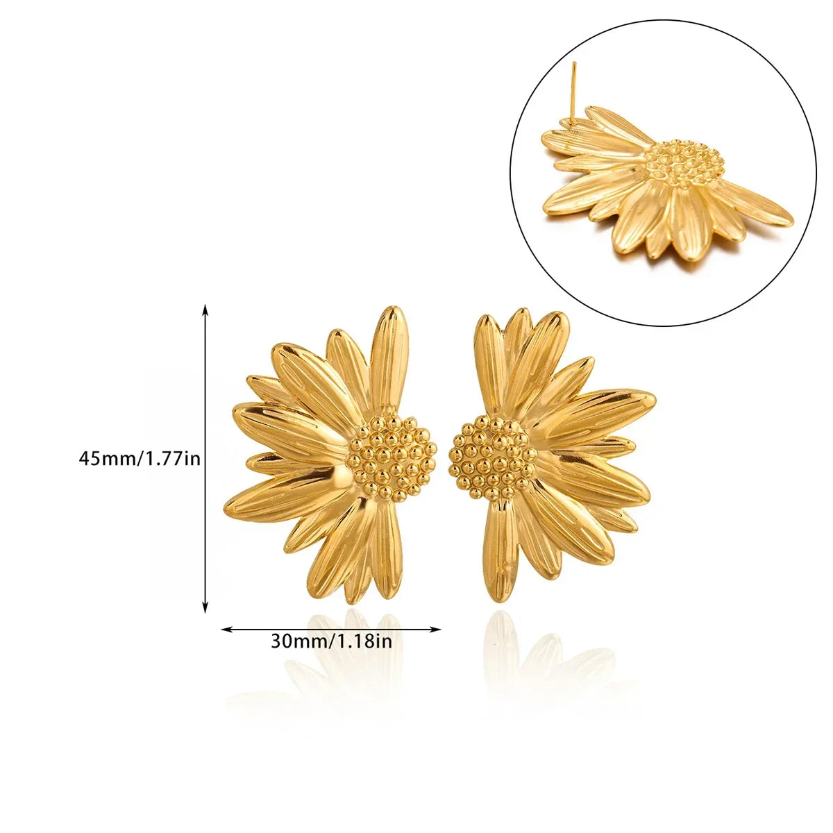 Geometric Flower Stainless Steel Earrings Women Sweet Sunflower Star Gold Color Ear Piercing Jewelry Wedding Accessories Gifts