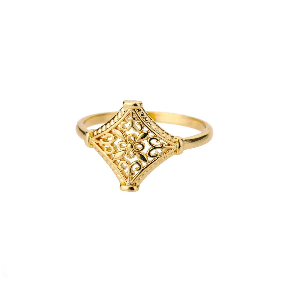 Stainless Steel Exaggerated Big Flower Rings For Women Gold Color Sunflower Finger Ring Female Fashion Aesthetic Jewelry Gift