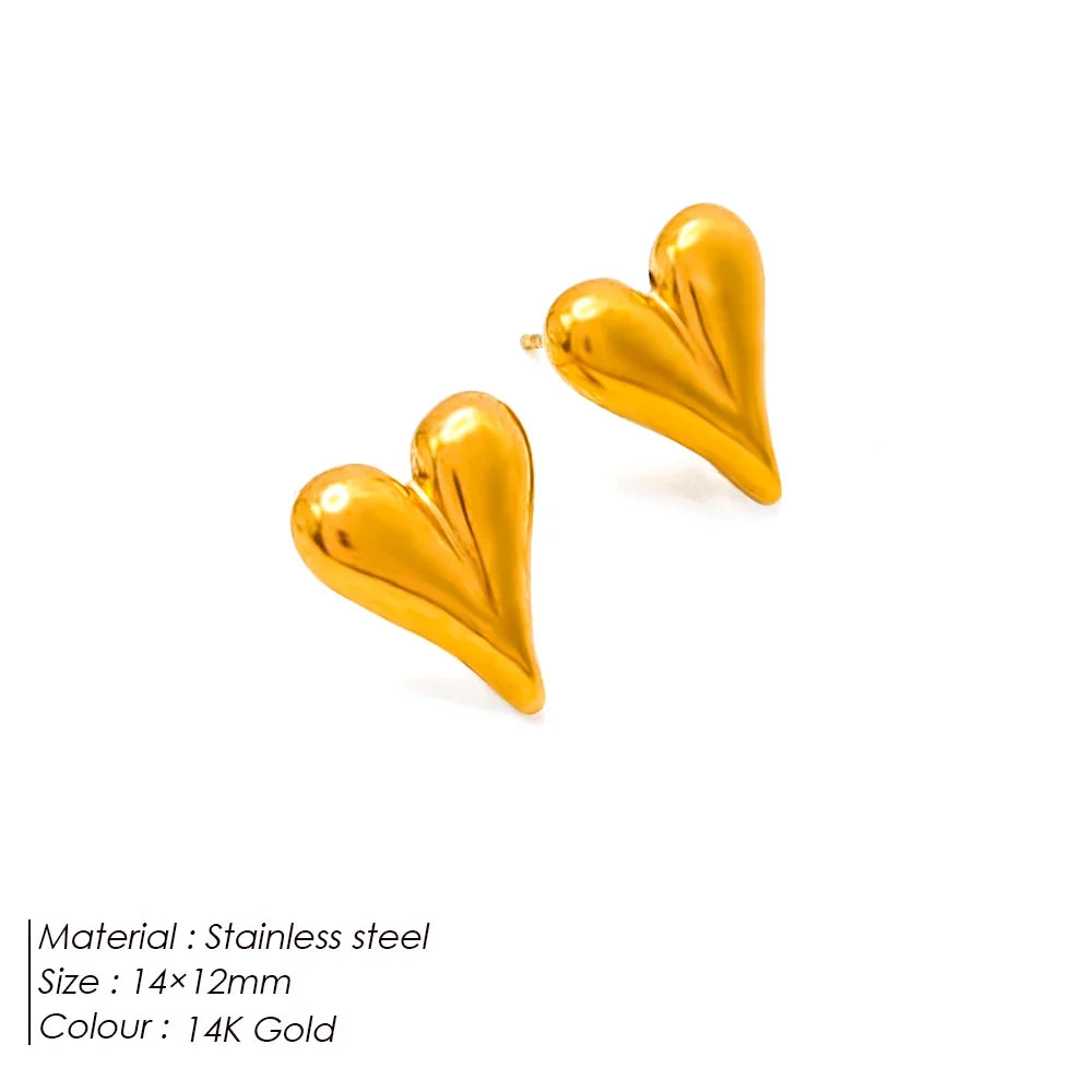 SUNIBI Stainless Steel Stud Earring for Women Gold Color Silver Color Simple Earrings Wives Smooth Thick Hoop Fashion Jewelry