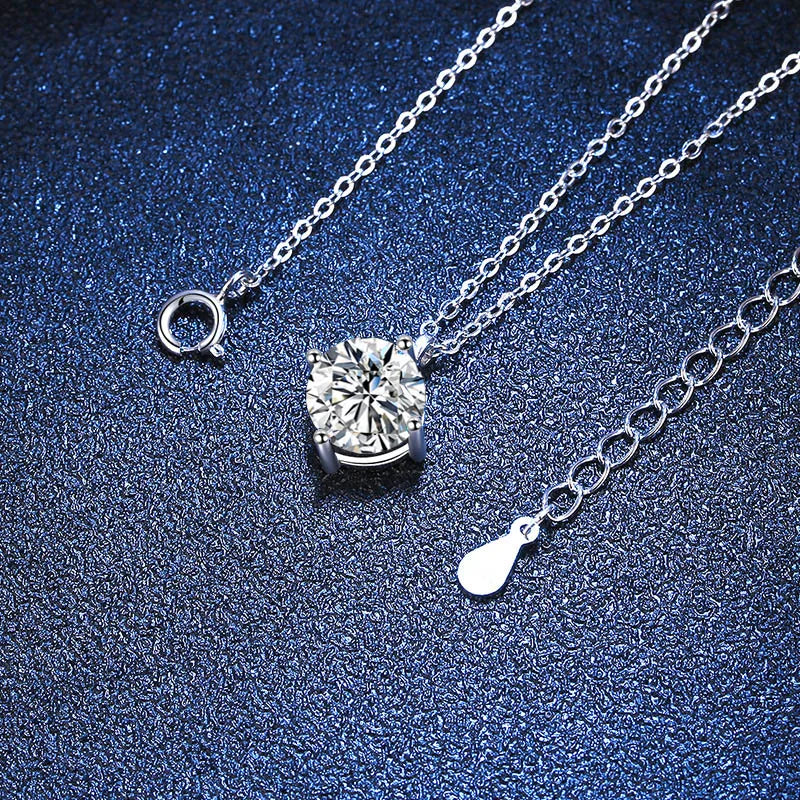 NeeTim 1ct 2ct 3ct D VVS1 Moissanite Necklace for Women Sterling Silver 925 with White Gold Plated Lab Diamond Sparkling Pendant