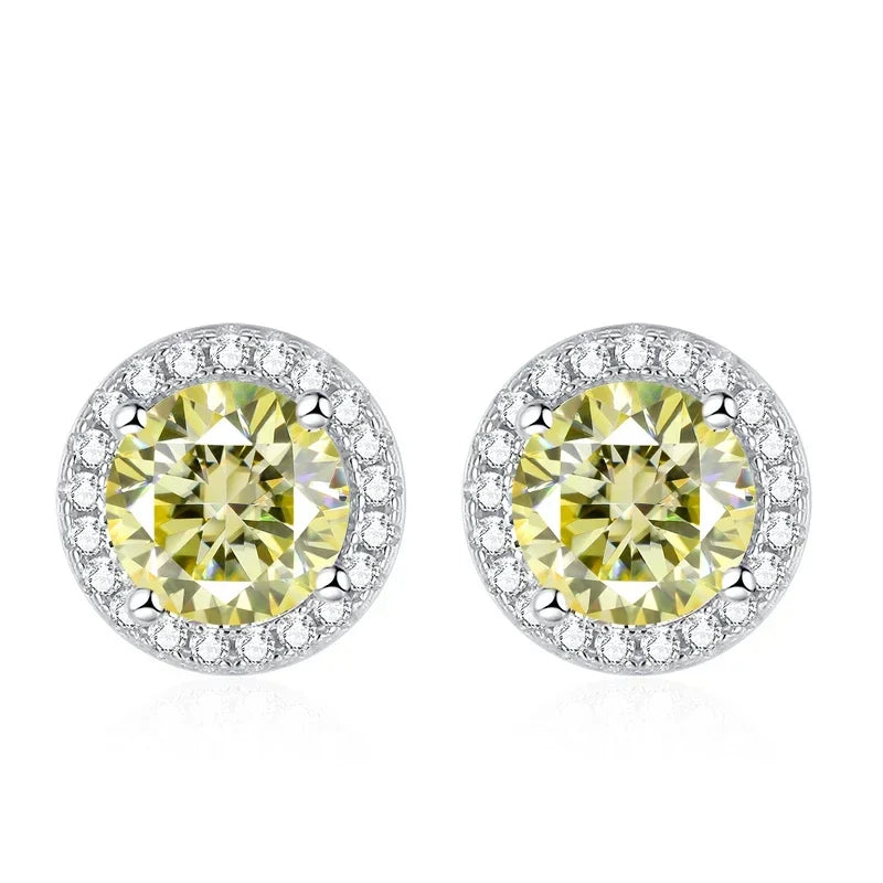 NeeTim Moissanite Stud Earrings for Women 925 Sterling Silver Green Blue Pink Red Black Blue Sparkling Moissanite Studs Earring