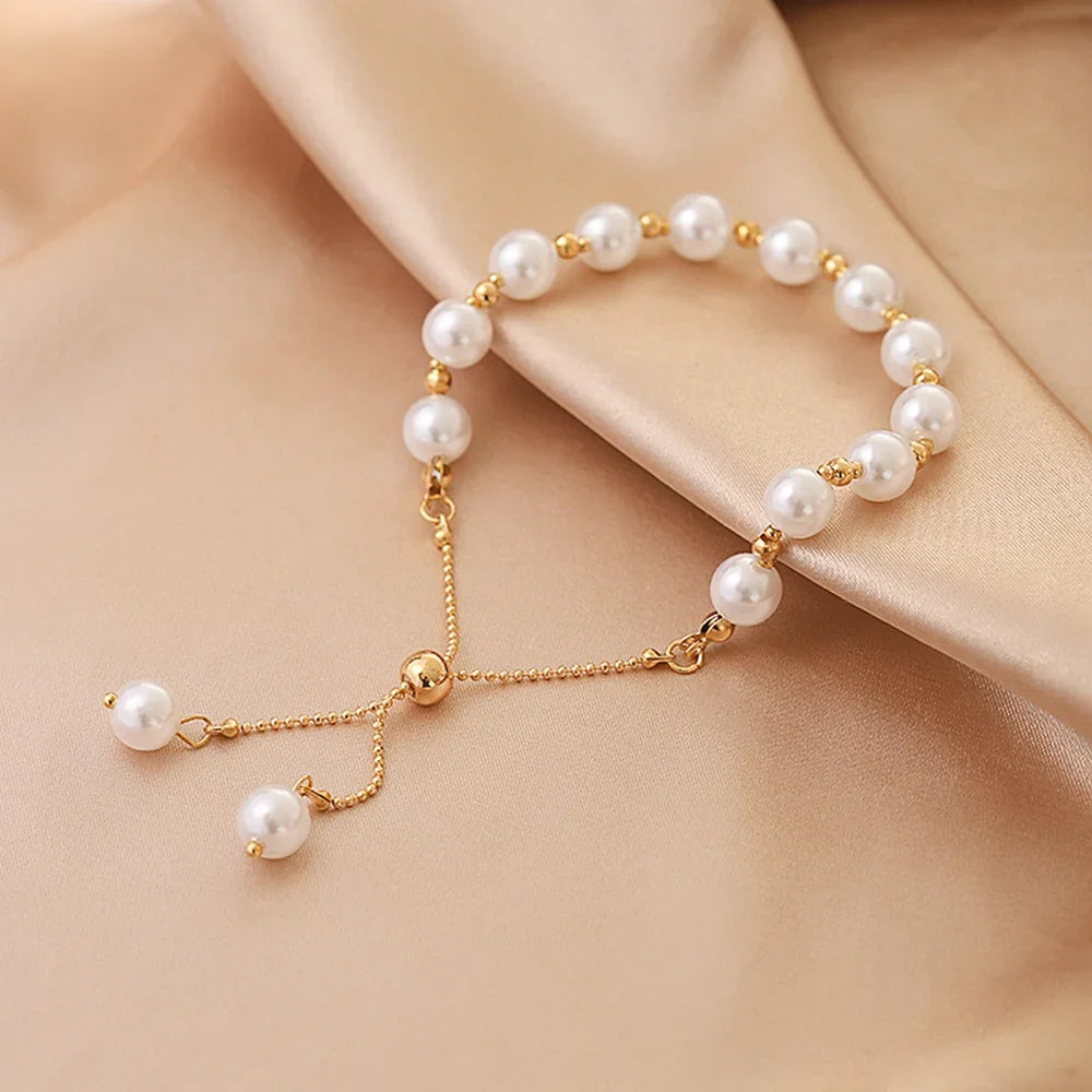 Elegant Pearl Bracelet Baroque Simulated Pearl Women Bracelet Bangles Ladies Fashion Charm Jewelry For Birthday Party Gifts