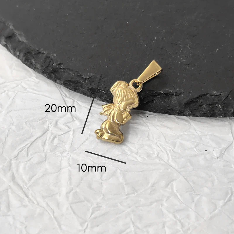 Tarnish Free Pendant Angel Cross Heart Diy Stainless Steel Gold Plated Vintage Charm for Women Necklace Jewelry Making