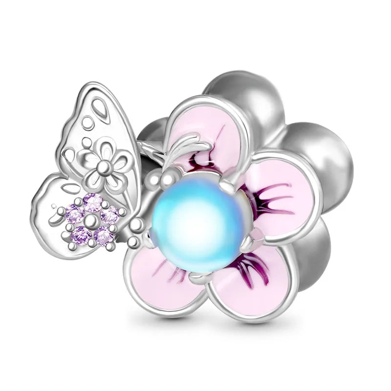 2026 925 Silver Flower, Butterfly, Highland Cow, Motorcycle Pendant Fit European Original Bracelet DIY Jewelry Exquisite Jewelry