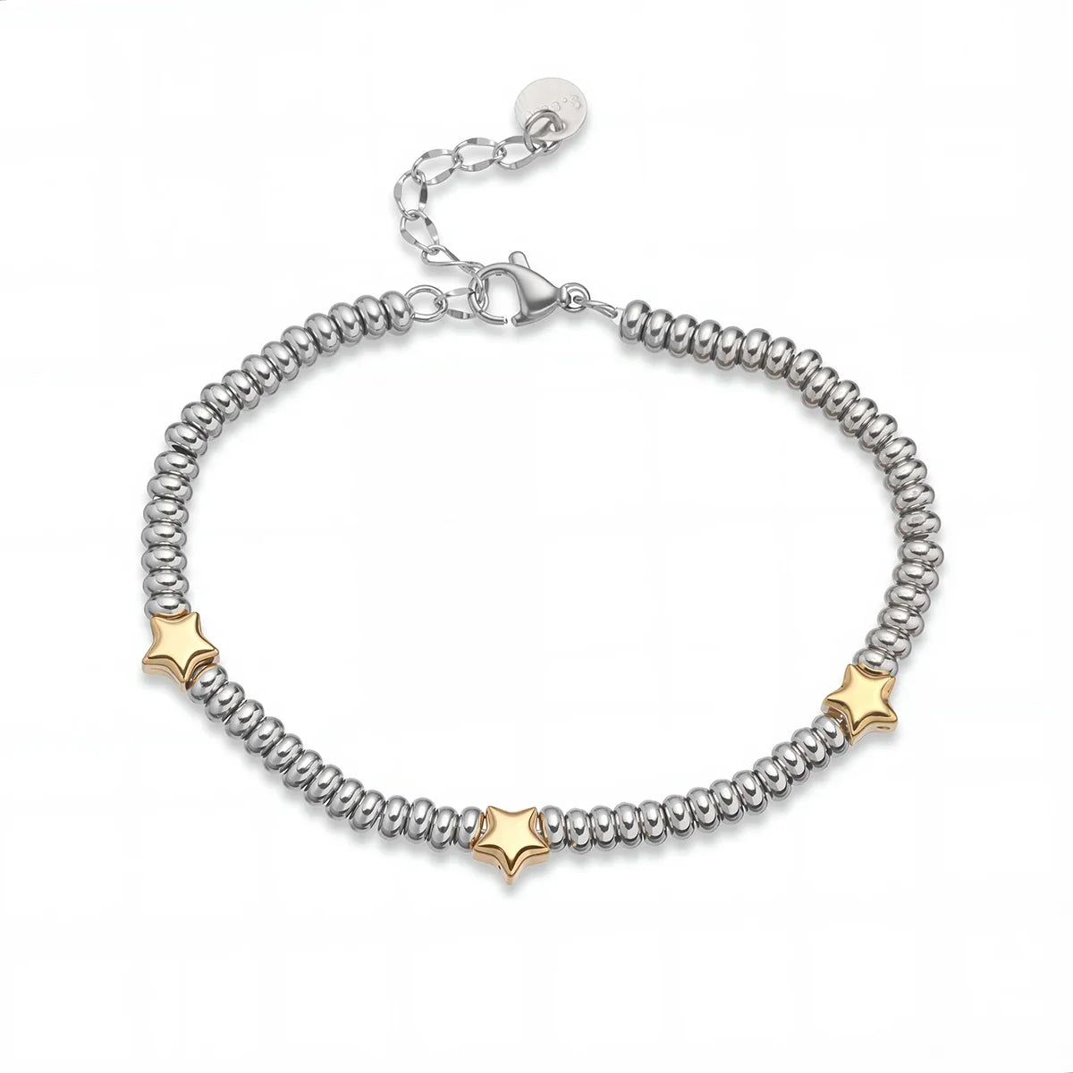 NEWBUY Hot Sale Non-Fading Stainless Steel Jewelry Gold Color Heart/Star Silver Beads Charm Bracelets For Women Wholesale