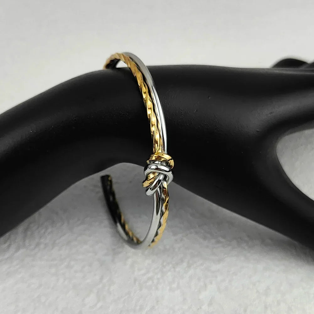 Women's Bangles Twisted Wrap Knot Bracelet Punk Stainless Steel Jewelry for Men Women Wrist Cuff Bracelets Bangle Accessories