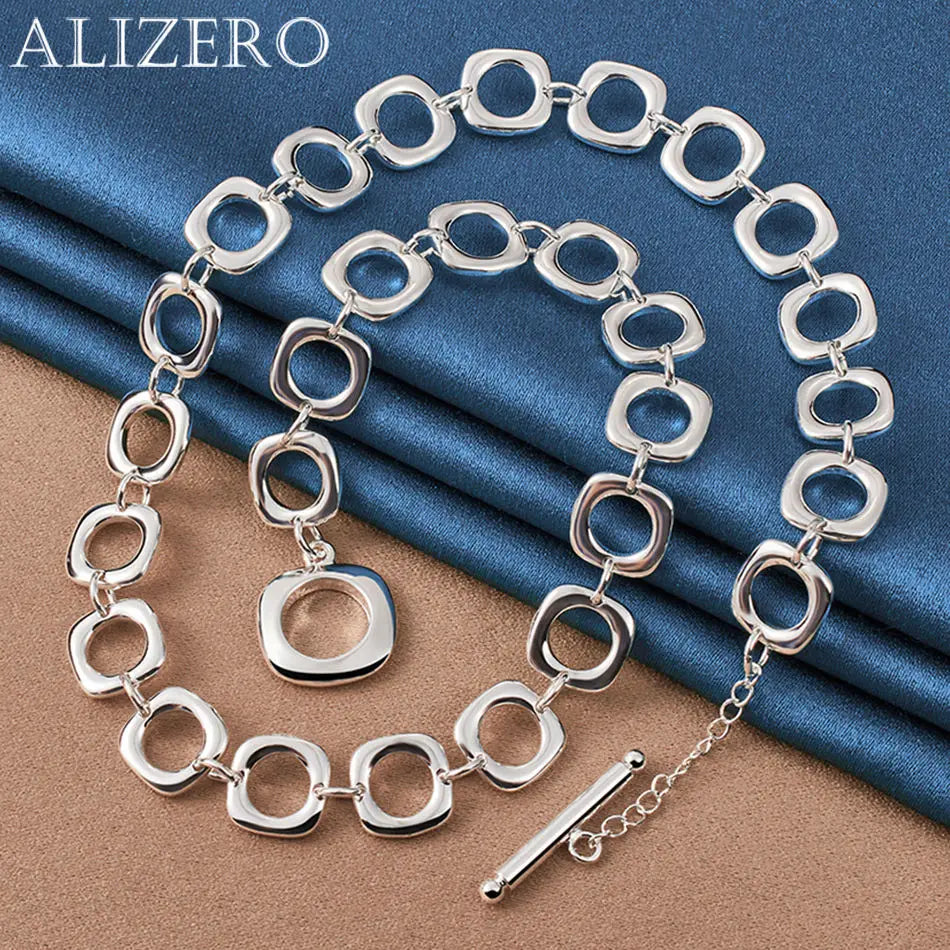 ALIZERO 925 Sterling Silver Necklace 20 inch Squares Chain Necklaces For Women Men Fashion Wedding Party Jewelry Gifts