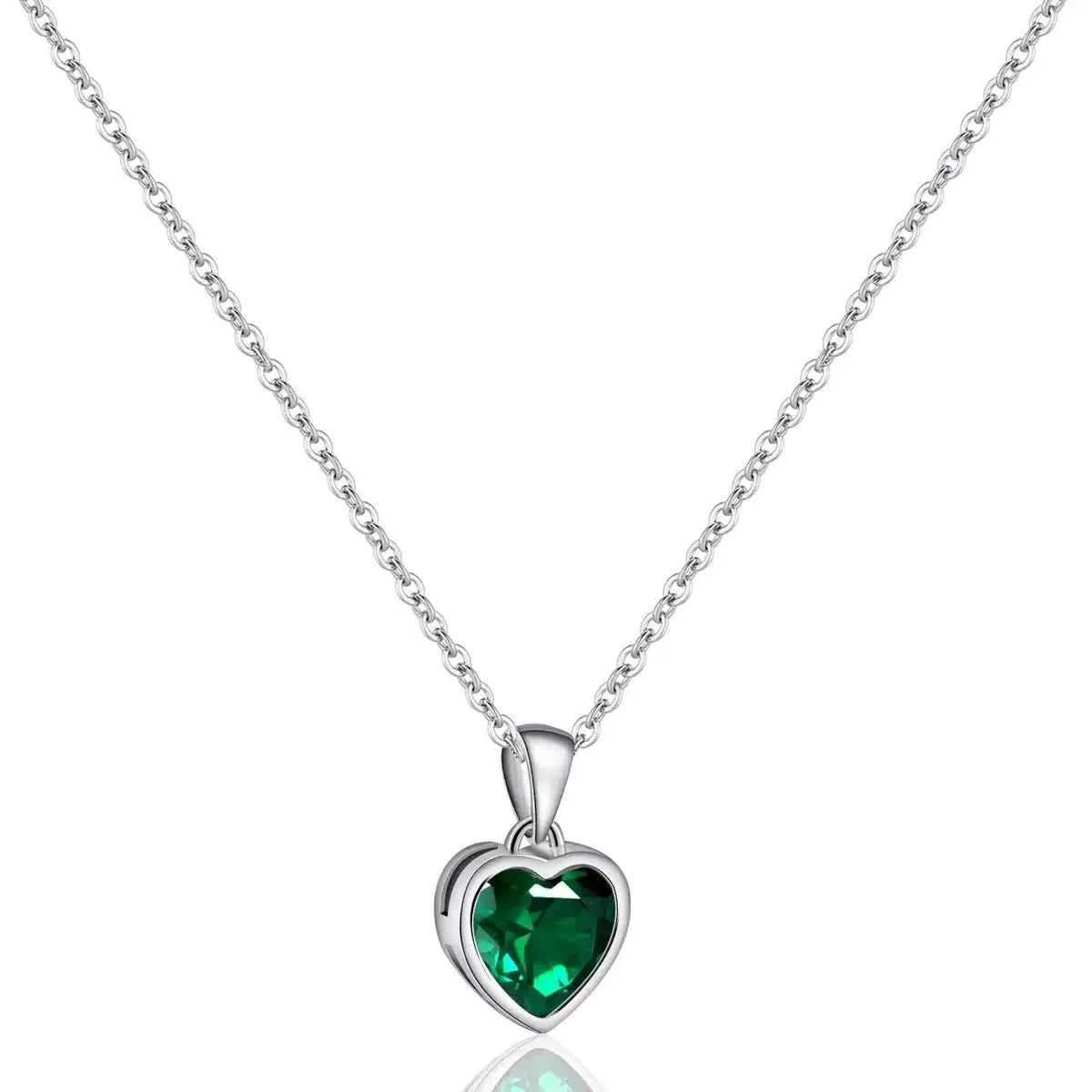 925 Sterling Silver Red Greem Blue Heart Zircon Neck Chain Pendants Necklaces For Women Luxury Jewelry Accessories Argent 925