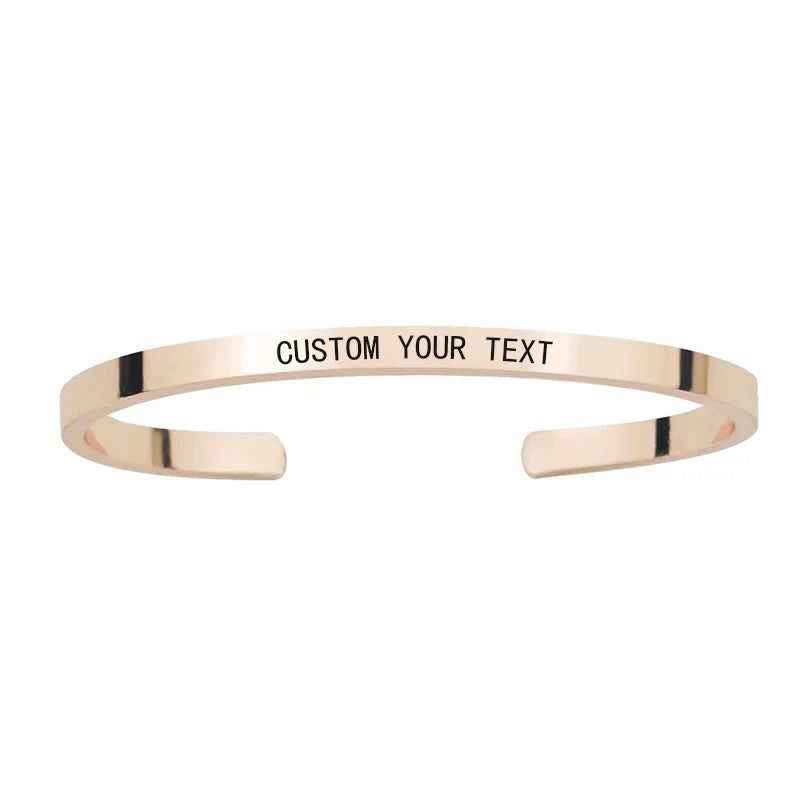 1PC Personalized Engraved Name Stainless Steel Bracelet Custom Words Letters Bracelet Cuff Bangle for Women Men