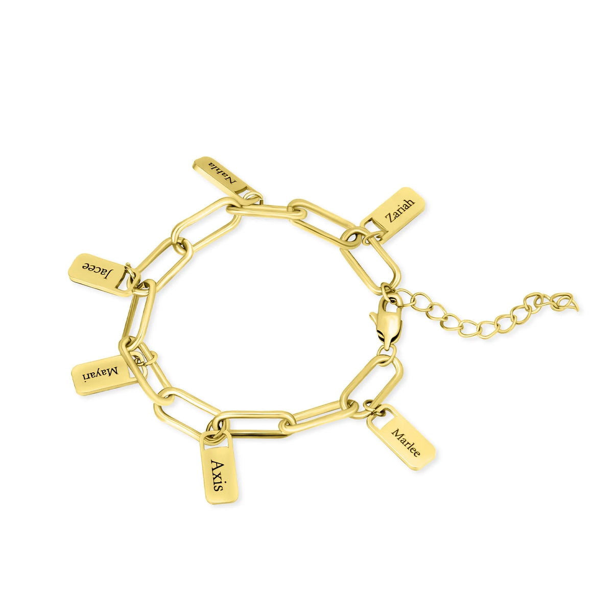 MaiLun Personalized Names Women Bracelet Stainless steel Rectangle Charms Bracelet Jewelry Gift for Mom Mother's Day Gift