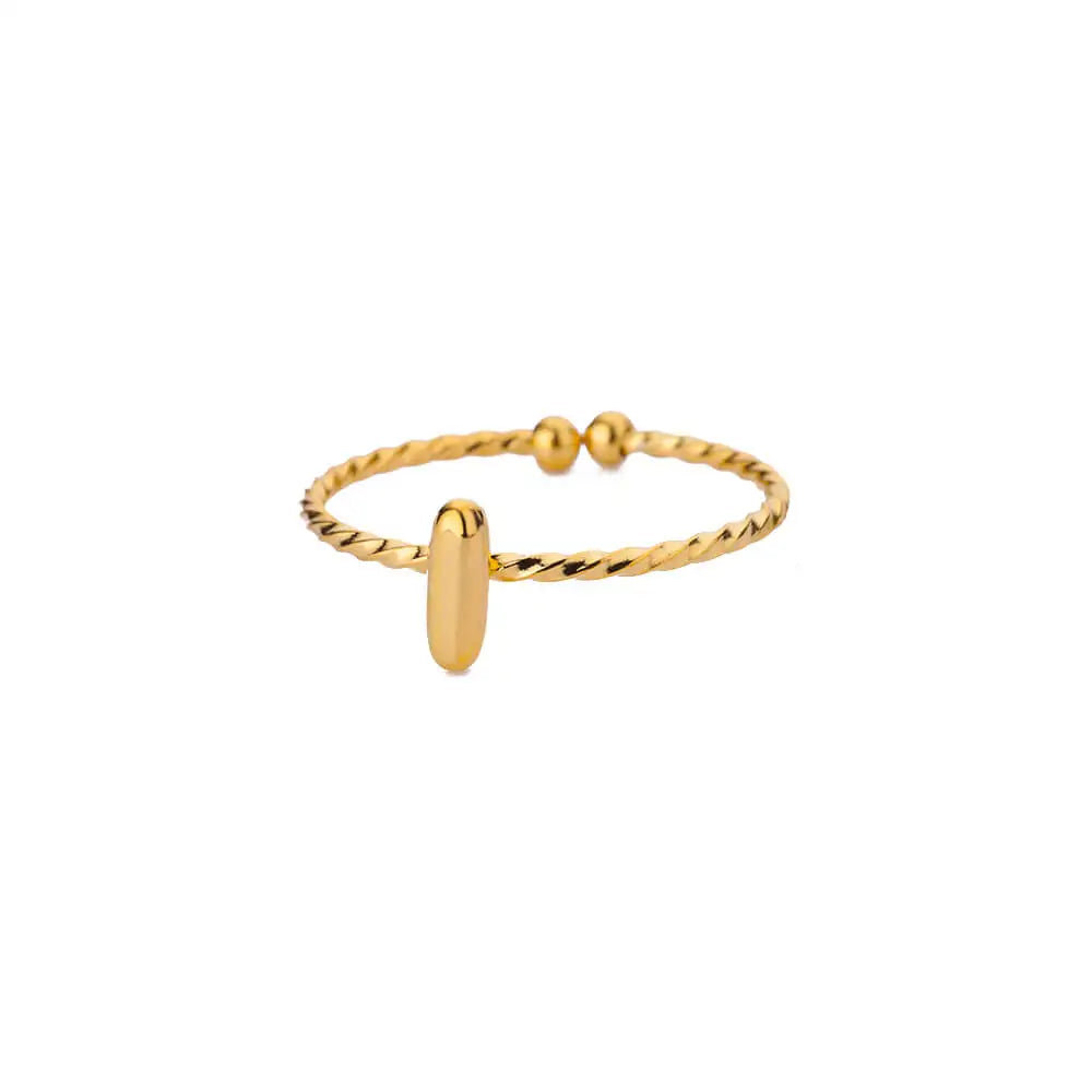 Cute Chunky Initial Letter Rings For Women Gold Color Stainless Steel A-Z Letter Adjustable Ring Aesthetic Wedding Jewelry Gift