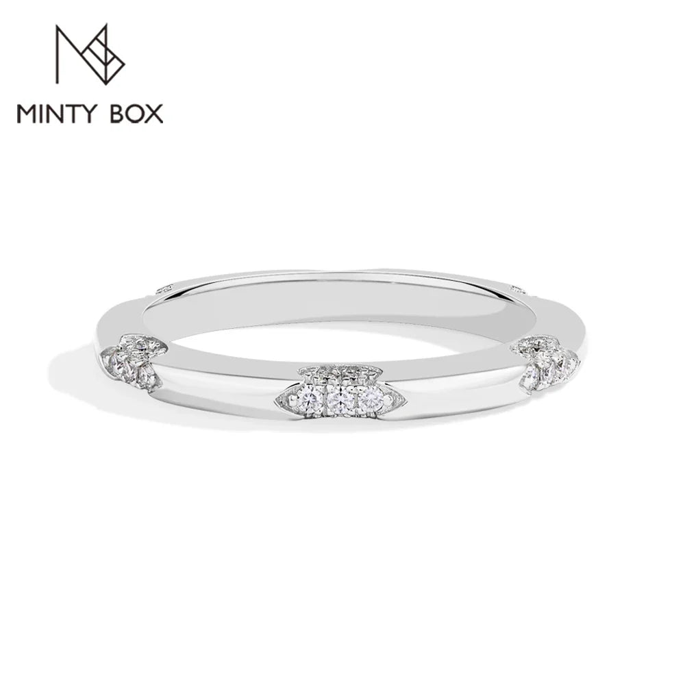 MINTYBOX S925 Silver Moissanite Wedding Band Ring for Women Lab Diamond Engagement Rings 18K Gold Plated Jewelry