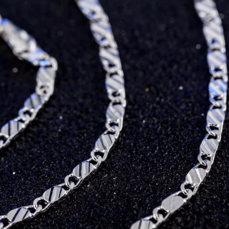 New Luxury 925 Sterling Silver Special 2MM Flat Clavicle Chains Necklaces for Men Women Wedding Jewelry Christmas Gifts 40-75cm