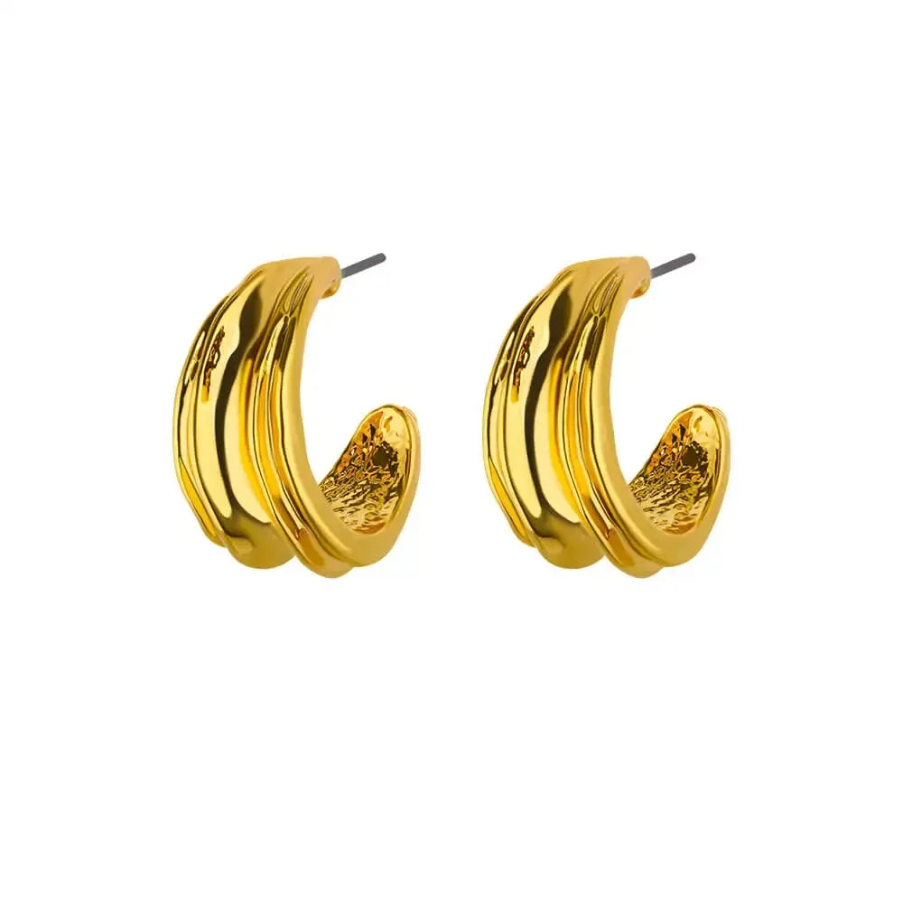 C-shaped Shell Earrings for Women Stainless Steel Waterdrop Teardrop Hoop Earring Fashion Piercing Ear Accessories Party Jewelry