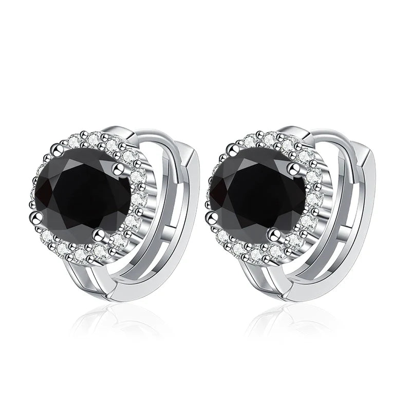 NeeTim 0.5ct 1ct Pink Moissanite Earrings Women S925 Silver Black Blue Green Grey Rainbow Lab Diamond Wedding Studs Earring