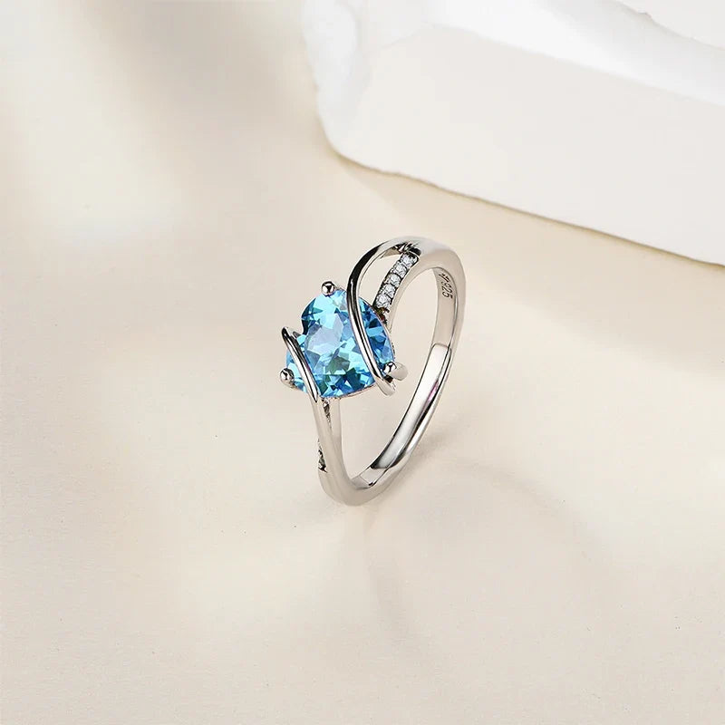 MINTYBOX S925 Sterling Sliver Heart 2.0ct Ruby Ring for Women Lab Created Spinnel Engagement Wedding Rings Luxury Fine Jewely
