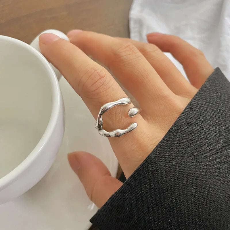 Simple Stainless Steel Adjustable Women's Ring Statement Jewelry for Women Designer Opening Finger Ring Wholesale Dropshipping