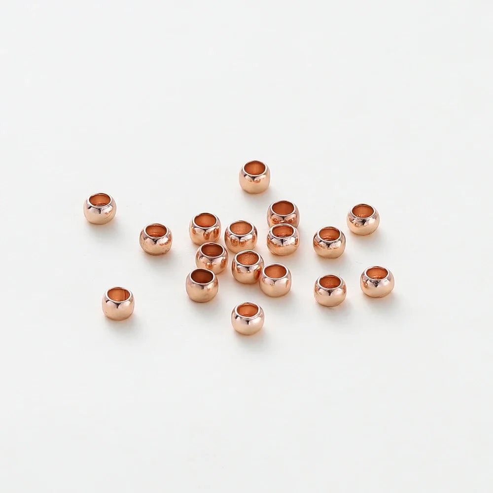 100pcs/lot 1.5/2/2.5mm 14K/18K Gold Color Plated Brass Positioning Beads for DIY Bracelet Necklace Jewelry Making Accessories