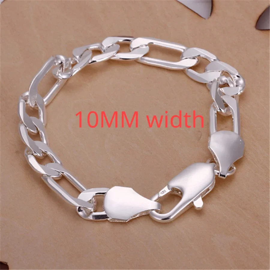Noble 925 Sterling Silver Square Solid Chain Bracelet For Women Men Charm Party Gift Wedding Fashion Jewelry Free shipping