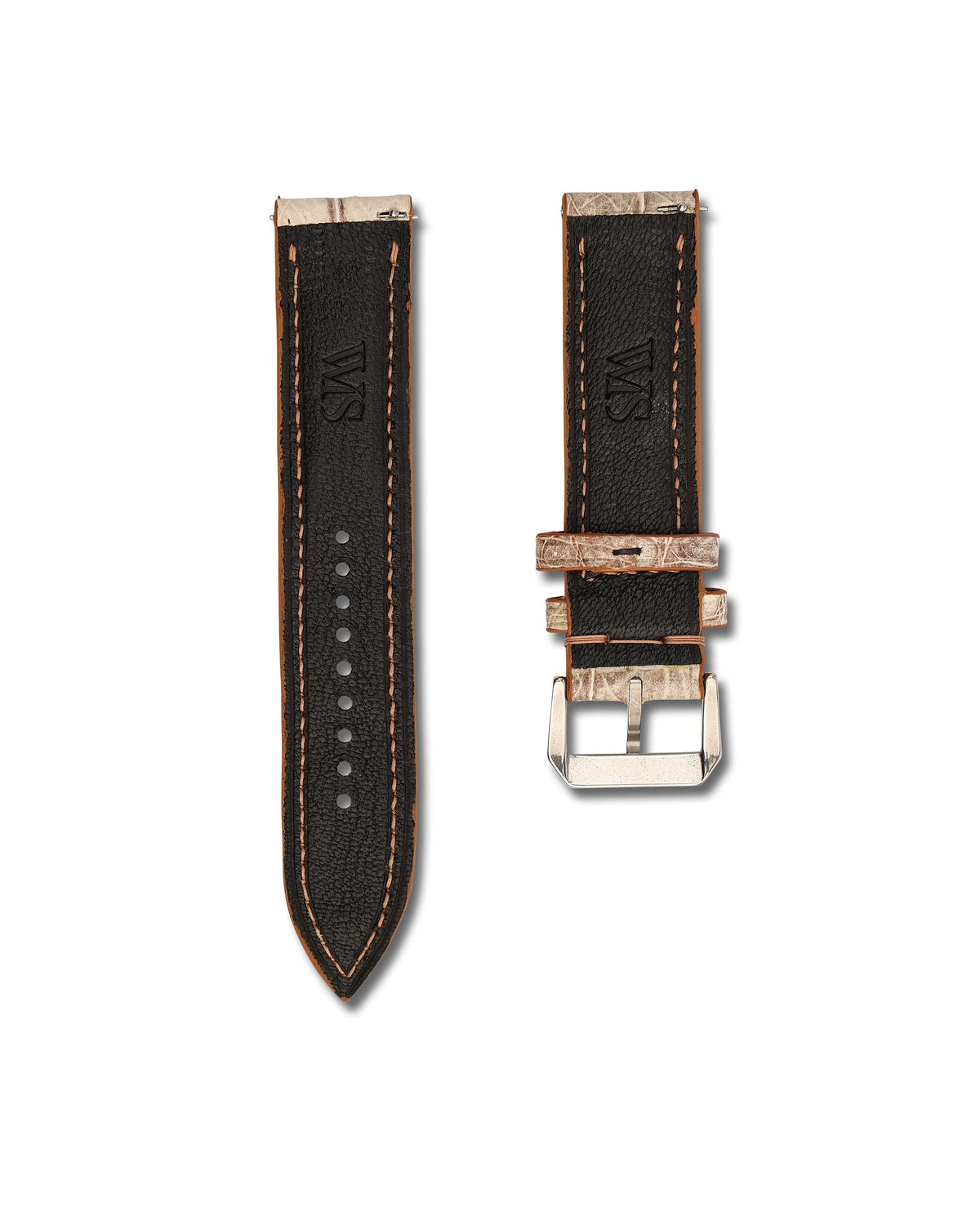 Desert Vein White Alligator Leather Watch Strap 22mm