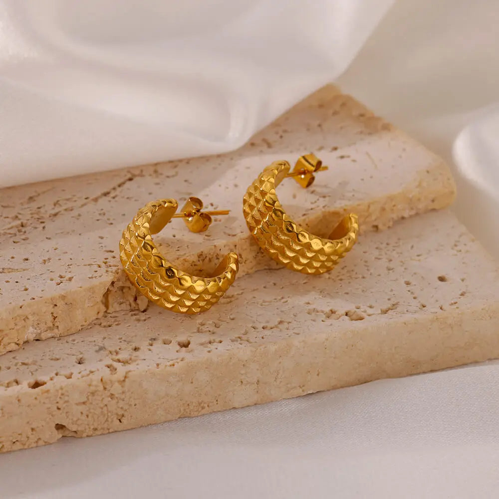 Trendy C-Shape Earrings For Women Stainless Steel Geometric Piercing Stud Earring 2024 New Fashion Party Jewelry Accessories