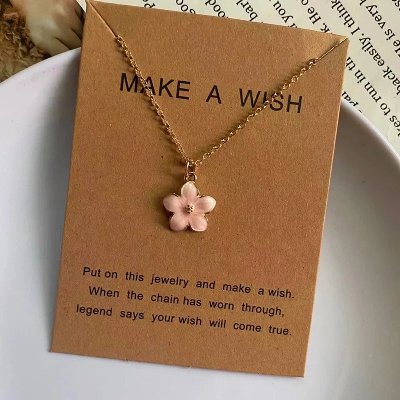 Korean Fashion Choker Necklace for Women Girl Colorful Flower Design Pendant Necklace Cute Romantic Neck Jewelry Wholesale