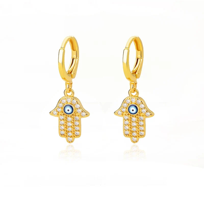 Zircon Evil Eye Earrings For Women Stainless Steel Gold Color Pendientes Piercing Earring Goth 2024 New In Jewelry aretes mujer