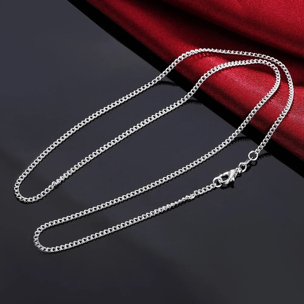 925 Sterling Silver 2MM 40-75cm Side Chain Necklace Men Women Charm Wedding Party Gift Jewelry Christmas Accessories