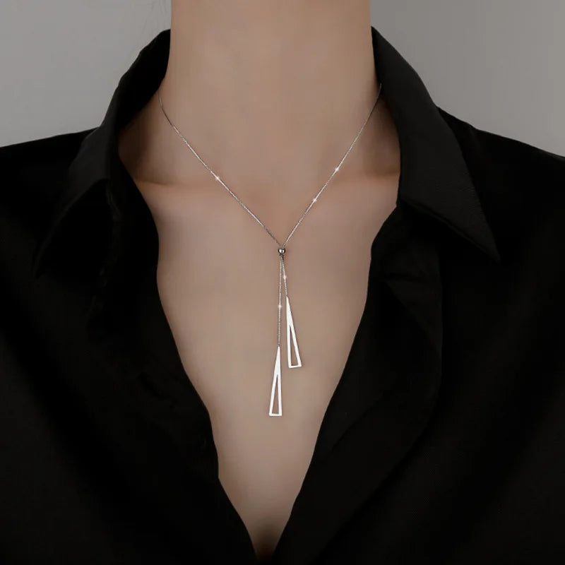 VENTFILLE 925 Silver Circular Geometry Rose Necklace Dropwise Glaze Korean Gentle Jewelry Birthday Gift Wholesale